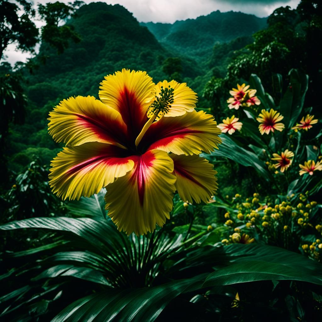 Jungle Flowers In Bloom Near Salto Ángel In Venezuela Cinematic Film 