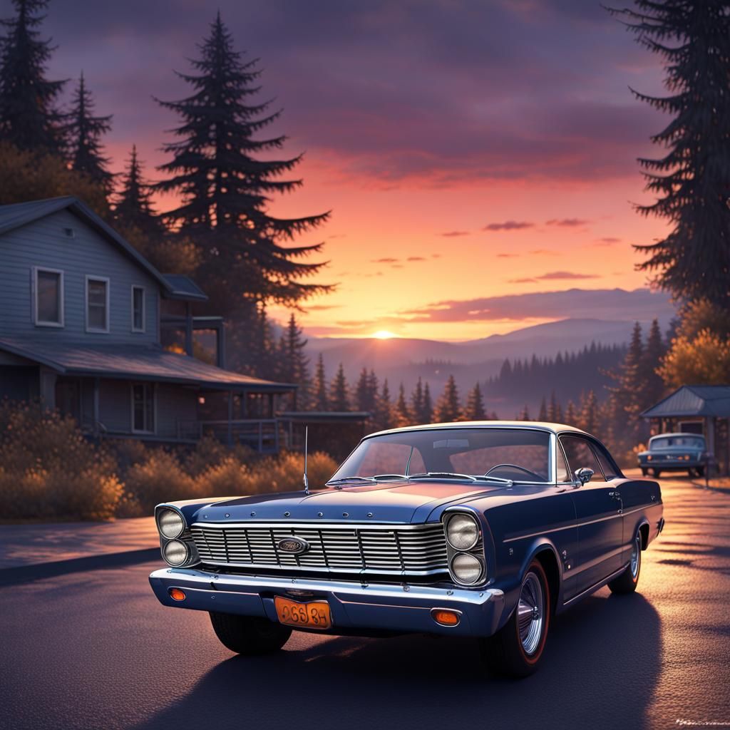 1966 Ford Galaxie 500 Navy Blue sunset portland oregon