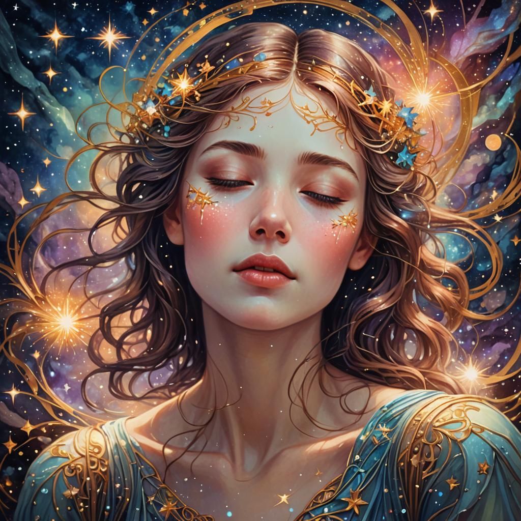 Dreamlike Portrait in Art Nouveau Style