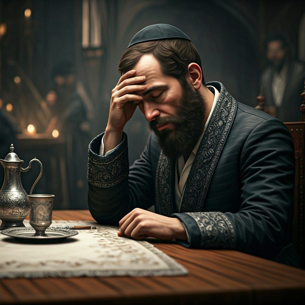 Introspective Hasidic Man in Golden Light