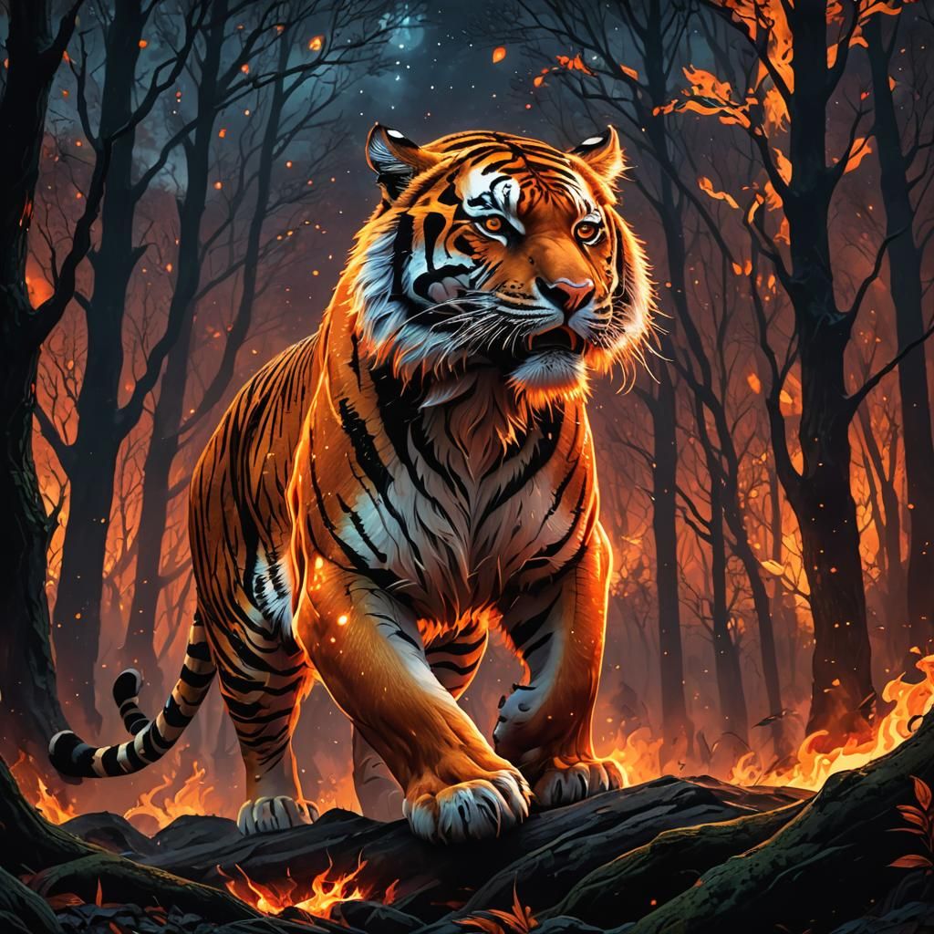 Fiery Majesty: The Tiger of Flames