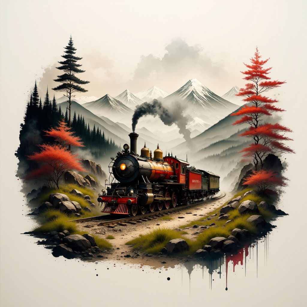 Vintage Steam Locomotive in the mountains