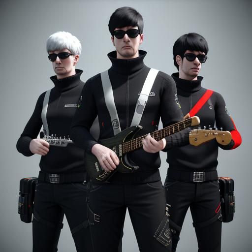 A band wearing mod target jumpers Beautiful vivid and dynami...