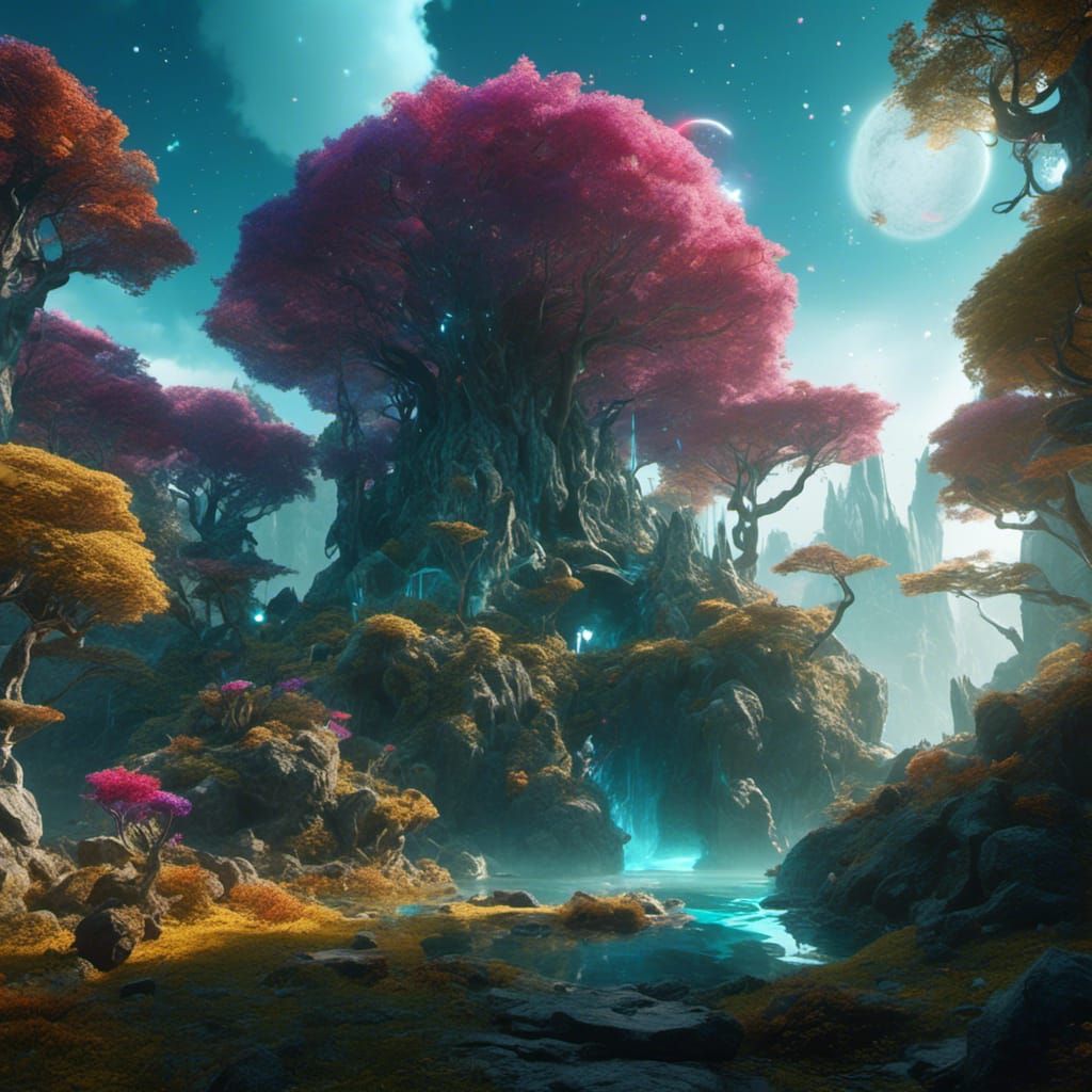 <lora:eye:1.0> enchanted forest safe space