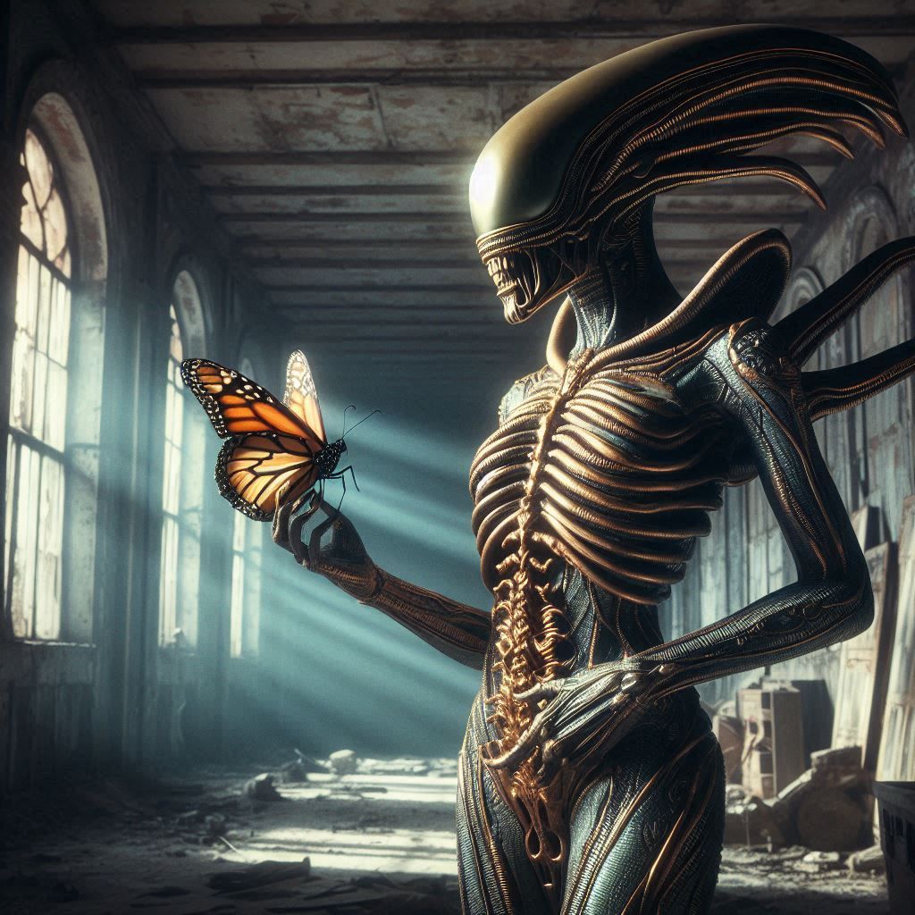 Xenomorph and butterfly