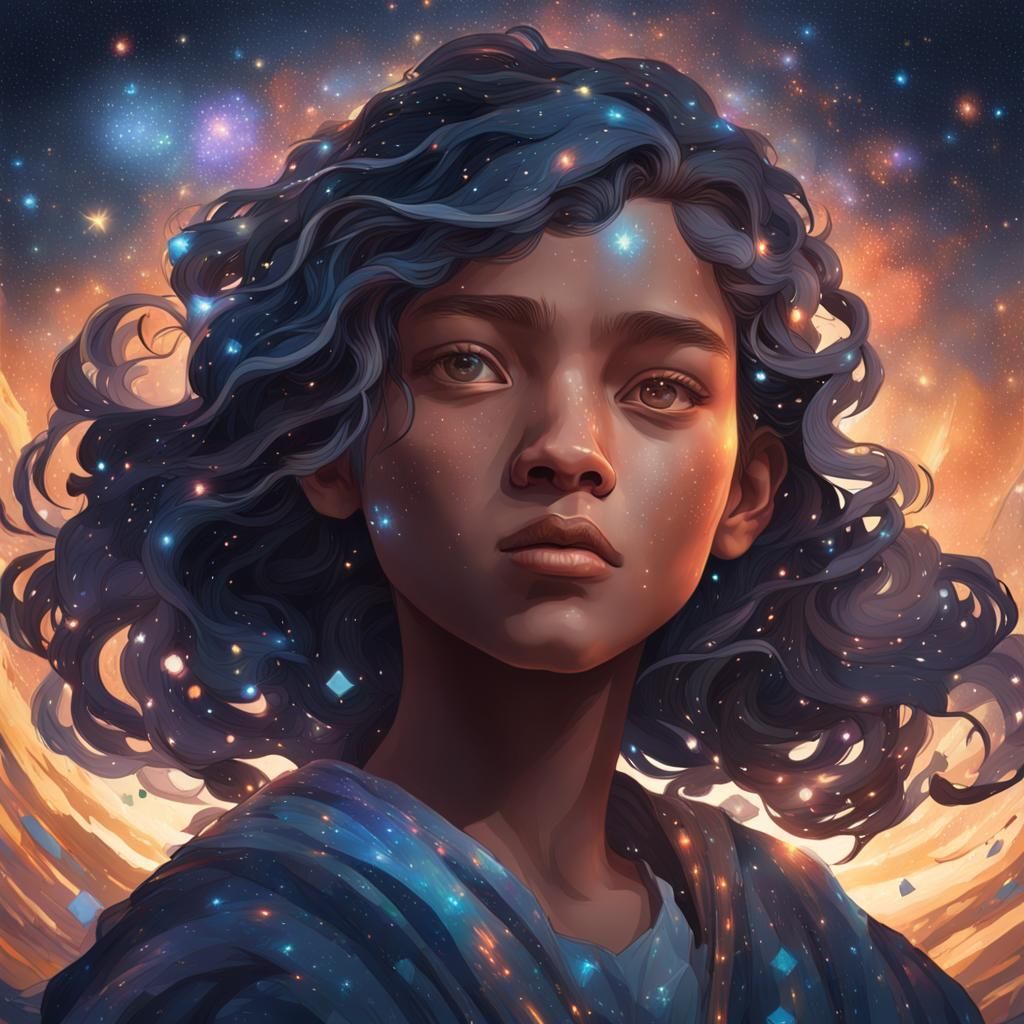 The starry night sky in the shape of a person