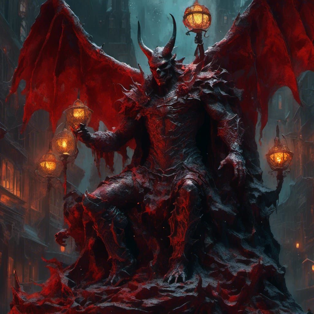 Statue Close-Up with Lights in Surreal Art Style