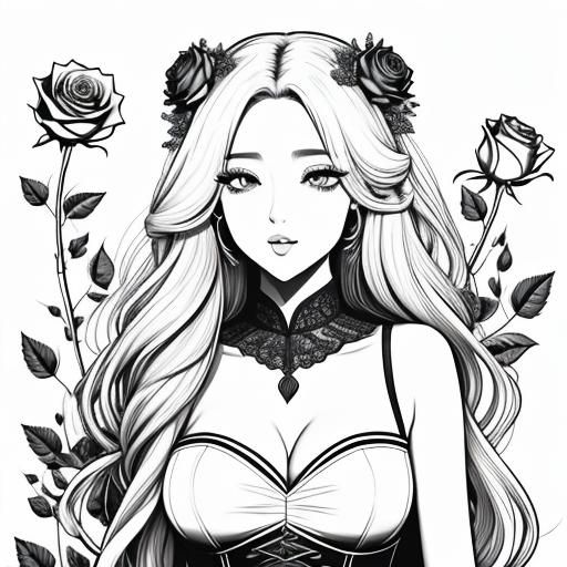 <lora:Coloring Page SD15:1.0> Rose, coloring_book line art, colouring in book colouring in page, clean lines, white background, black-and-wh...