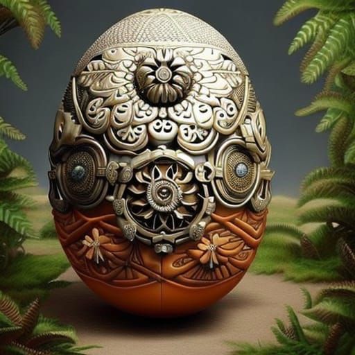 Floral Metal Dragon Egg AI Generated Artwork NightCafe Creator