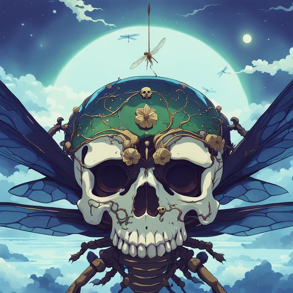 This symbol is a dragonfly combined with a skull.  It is qui...