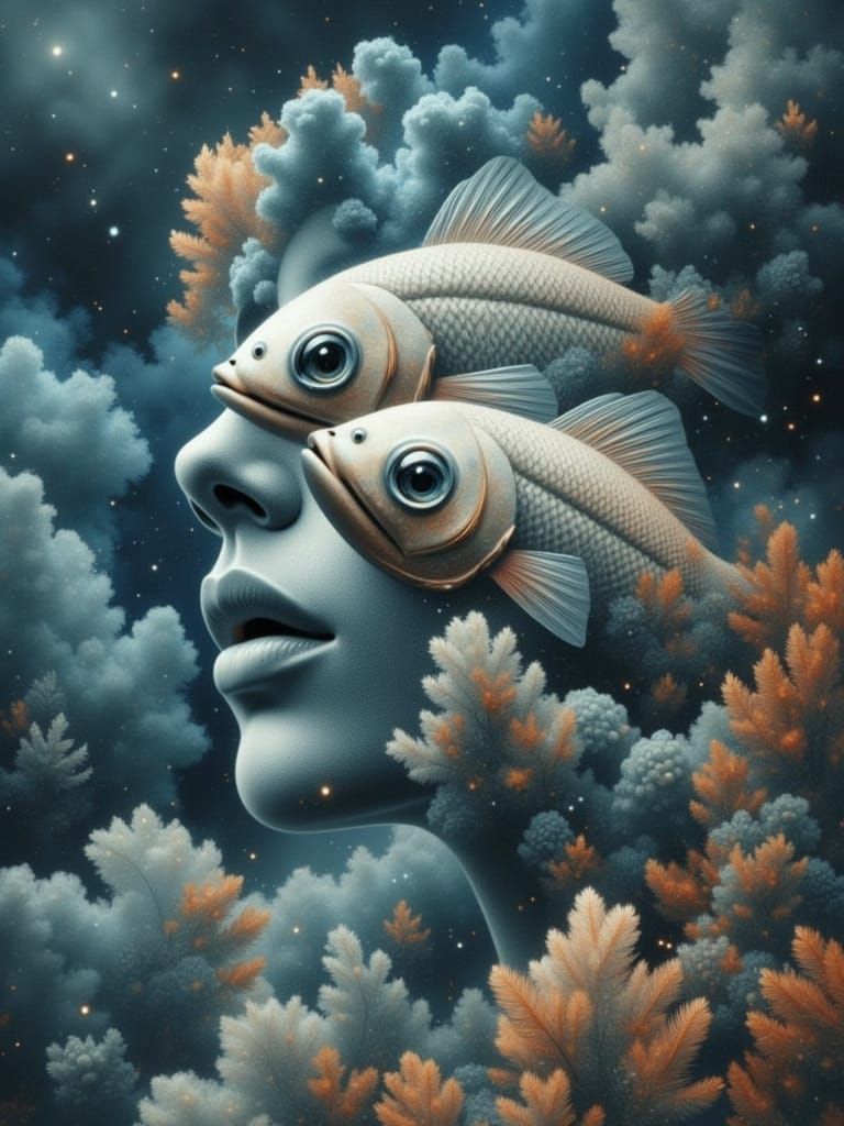 Ghostly Flying Fish in Smoky Double Exposure