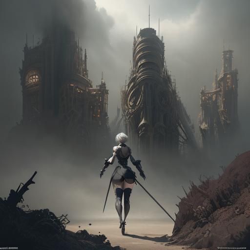 2B from nier automata - AI Generated Artwork - NightCafe Creator