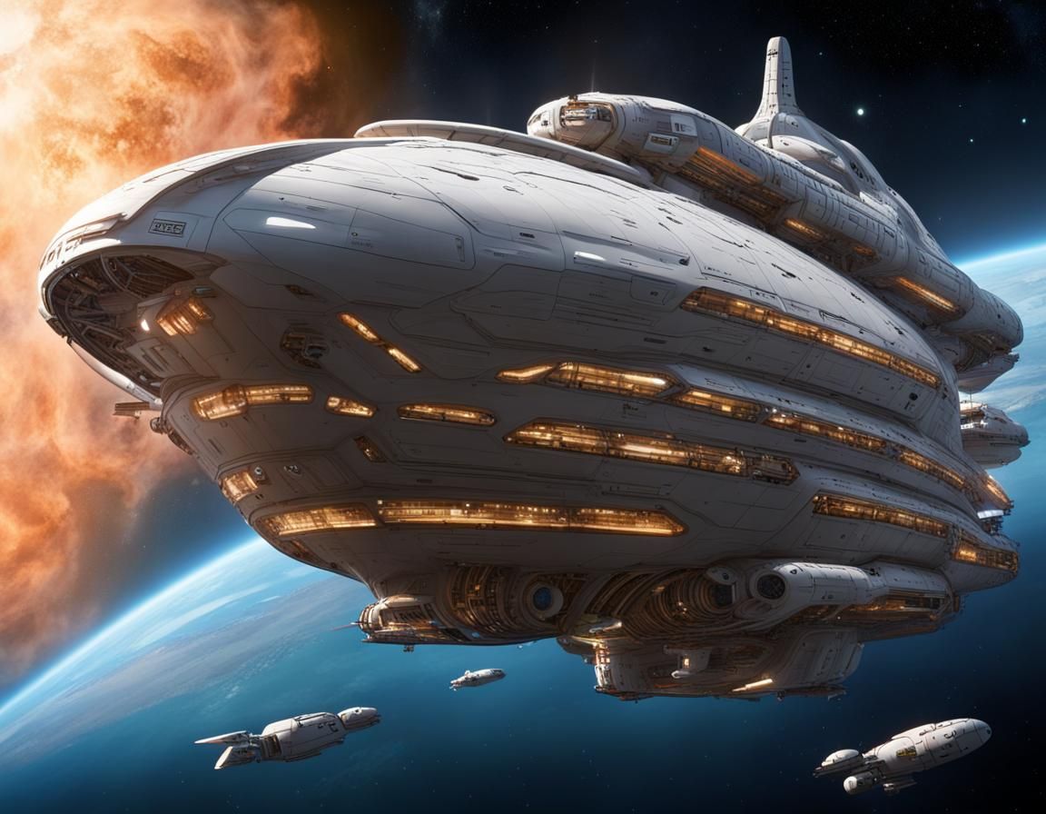 living organic biological massive starship freighter in spac...