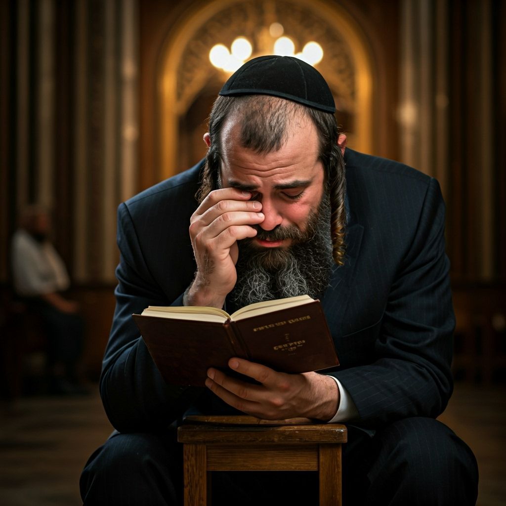 Biblical Jewish Men Mourning in Synagogue Portrait