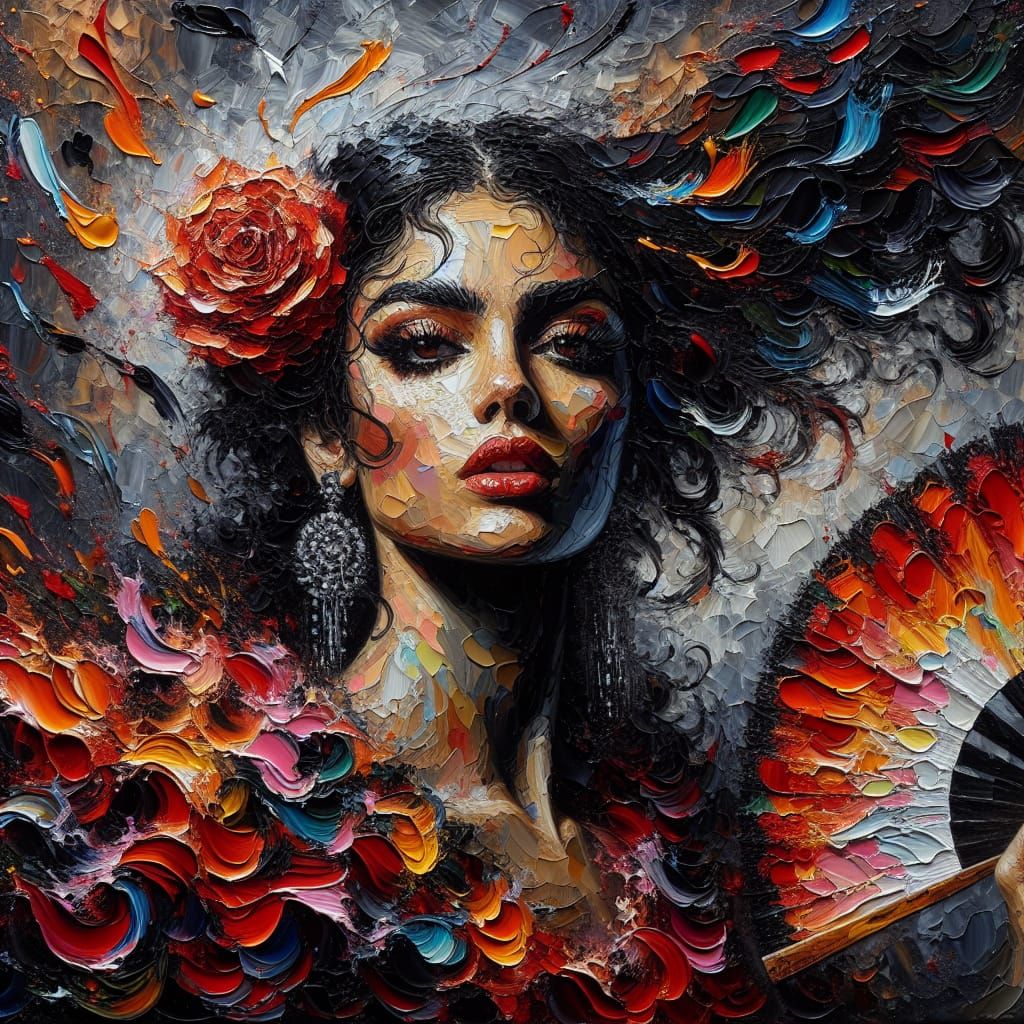 Flamenco Dancer - Impasto style (4 likes - 0 comments 🤔!!?)  by @LionAI