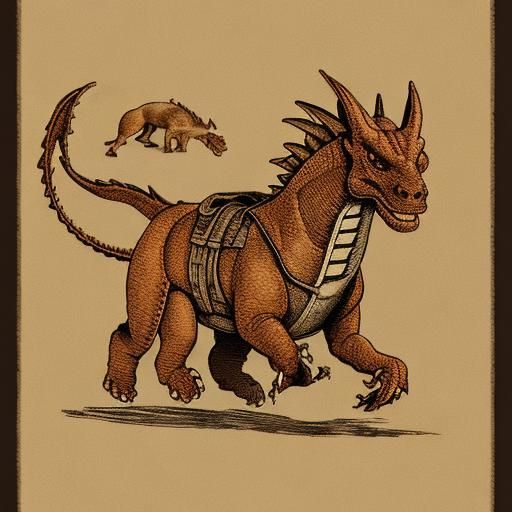 dragon walking a dog on Mars