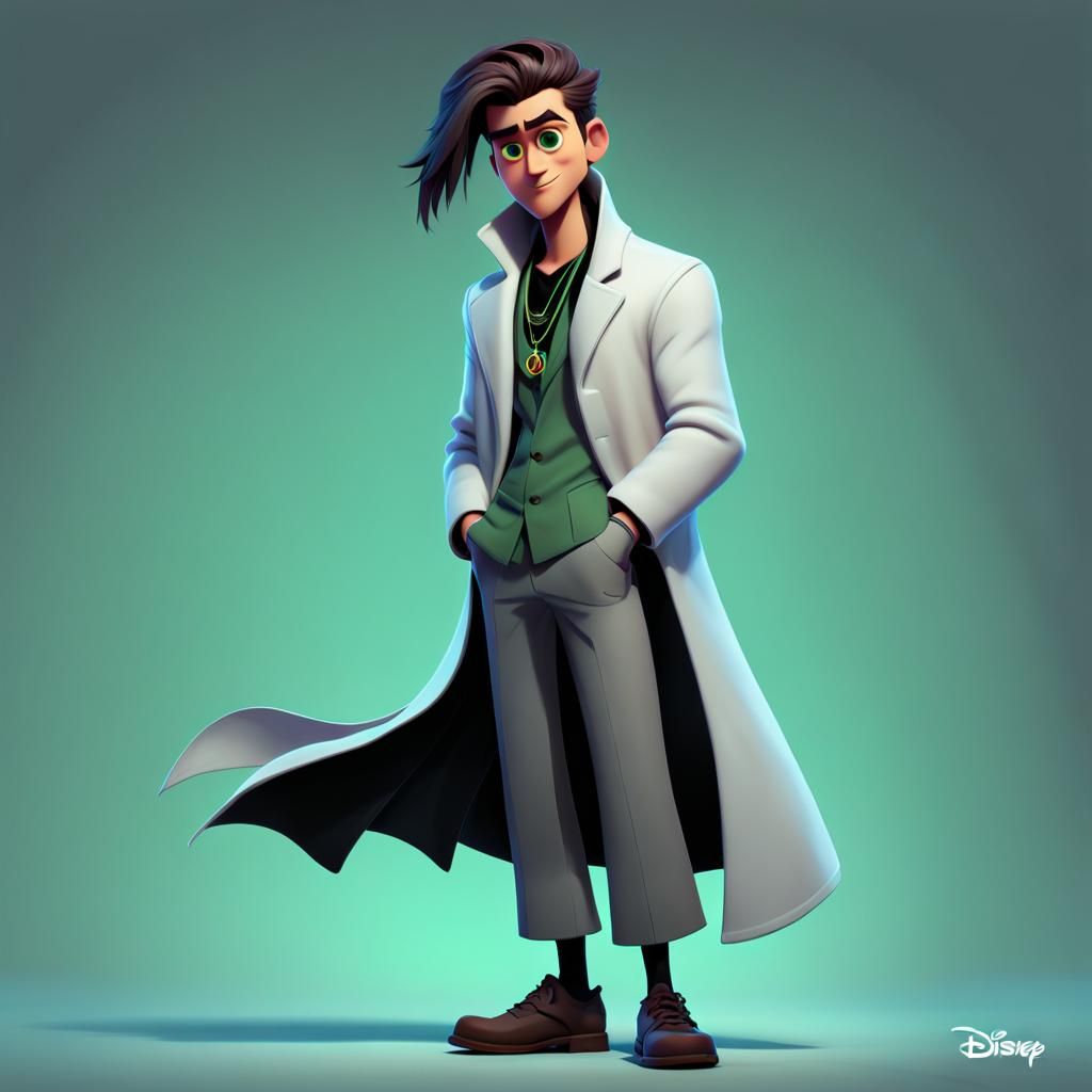 Young Damian, aged 25, A white coat in the same style as the...