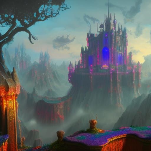 Psychedelic fantasy castle - AI Generated Artwork - NightCafe Creator