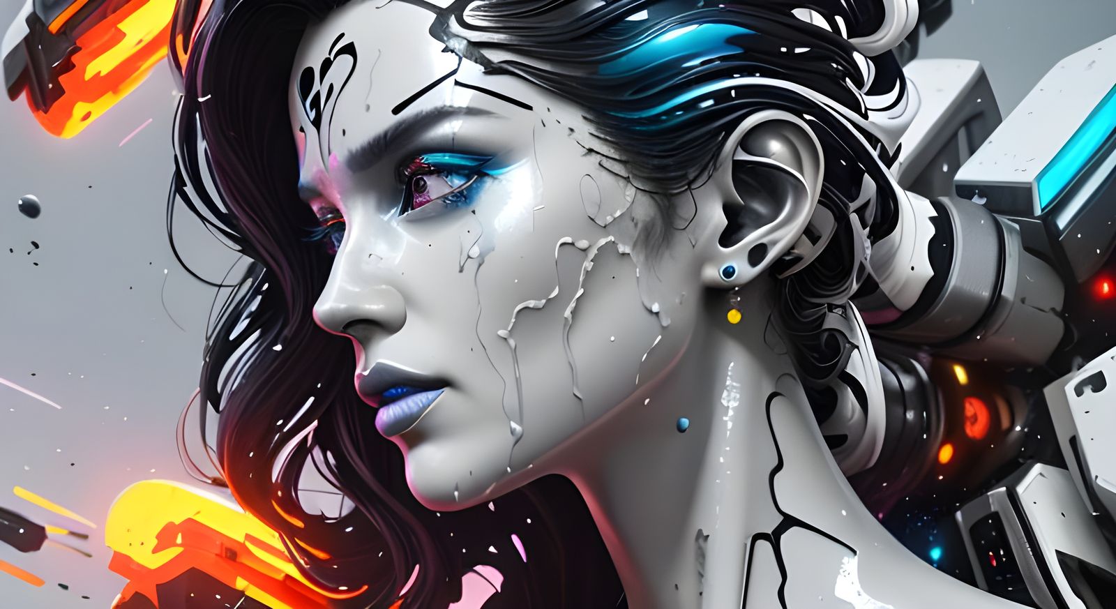 Futuristic AI Female Profile in Sci-Fi Style