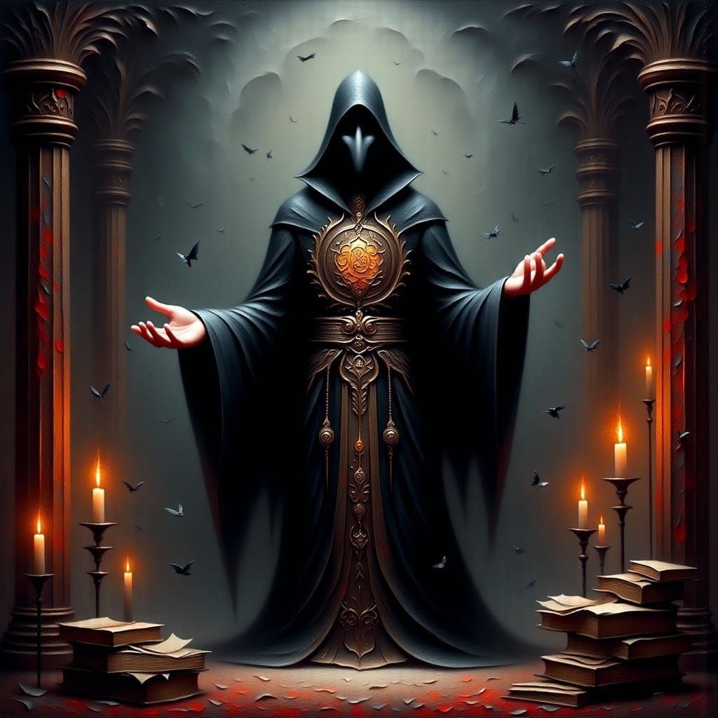 <lora:Black Fantasy:1.0> The Witchmaster Glossy Oilpainting 