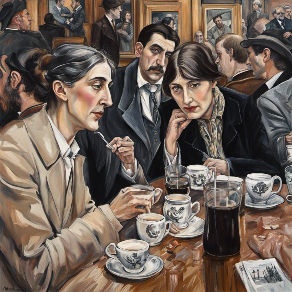" Marcel Proust and Virginia Woolf are fighting over a cup o...