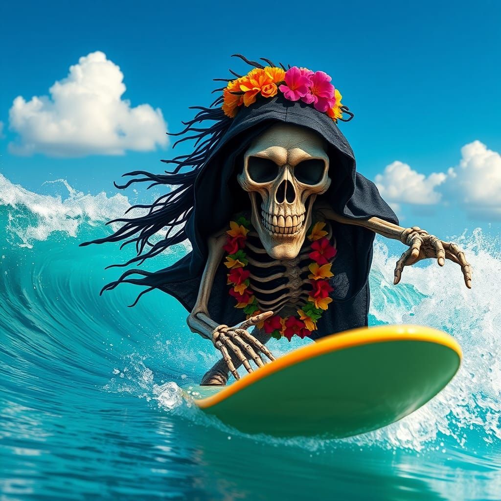 Catching waves and souls, it’s a busy life. 🏄‍♂️💀