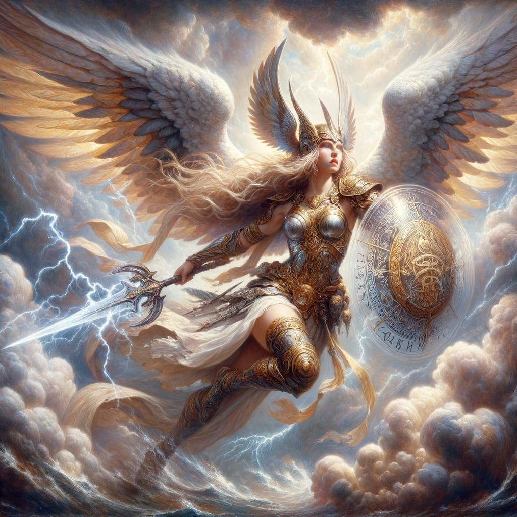 flying angel oil painting   by @Hajji Wassim