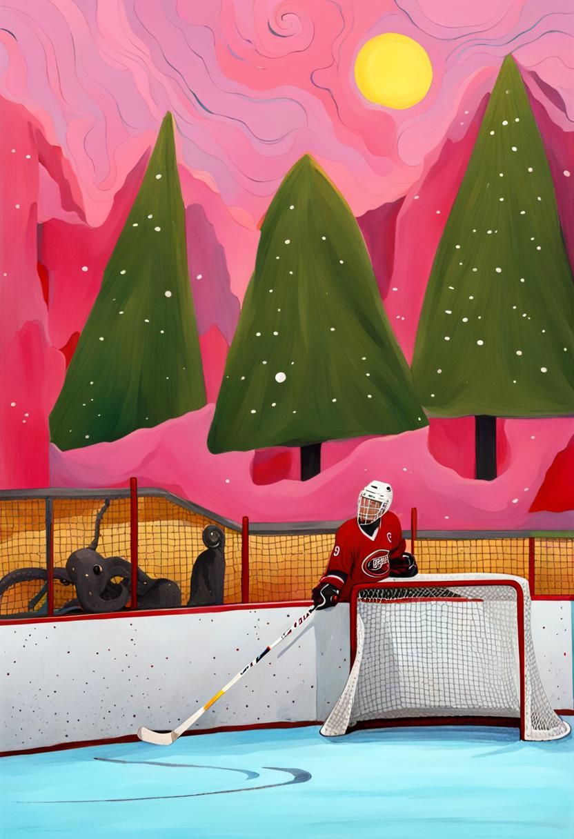Octopus on hockey rink AI Generated Artwork NightCafe Creator