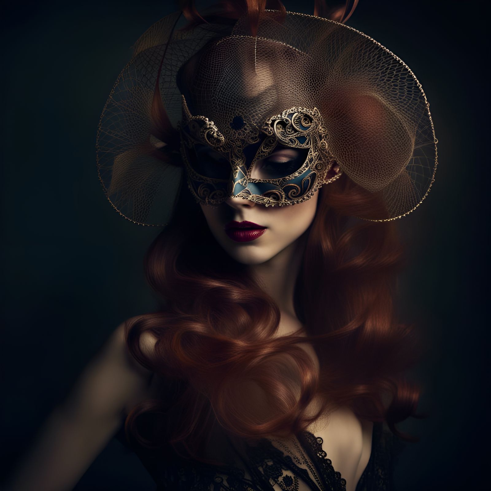Woman wearing Venitian Mask  by @Tanke