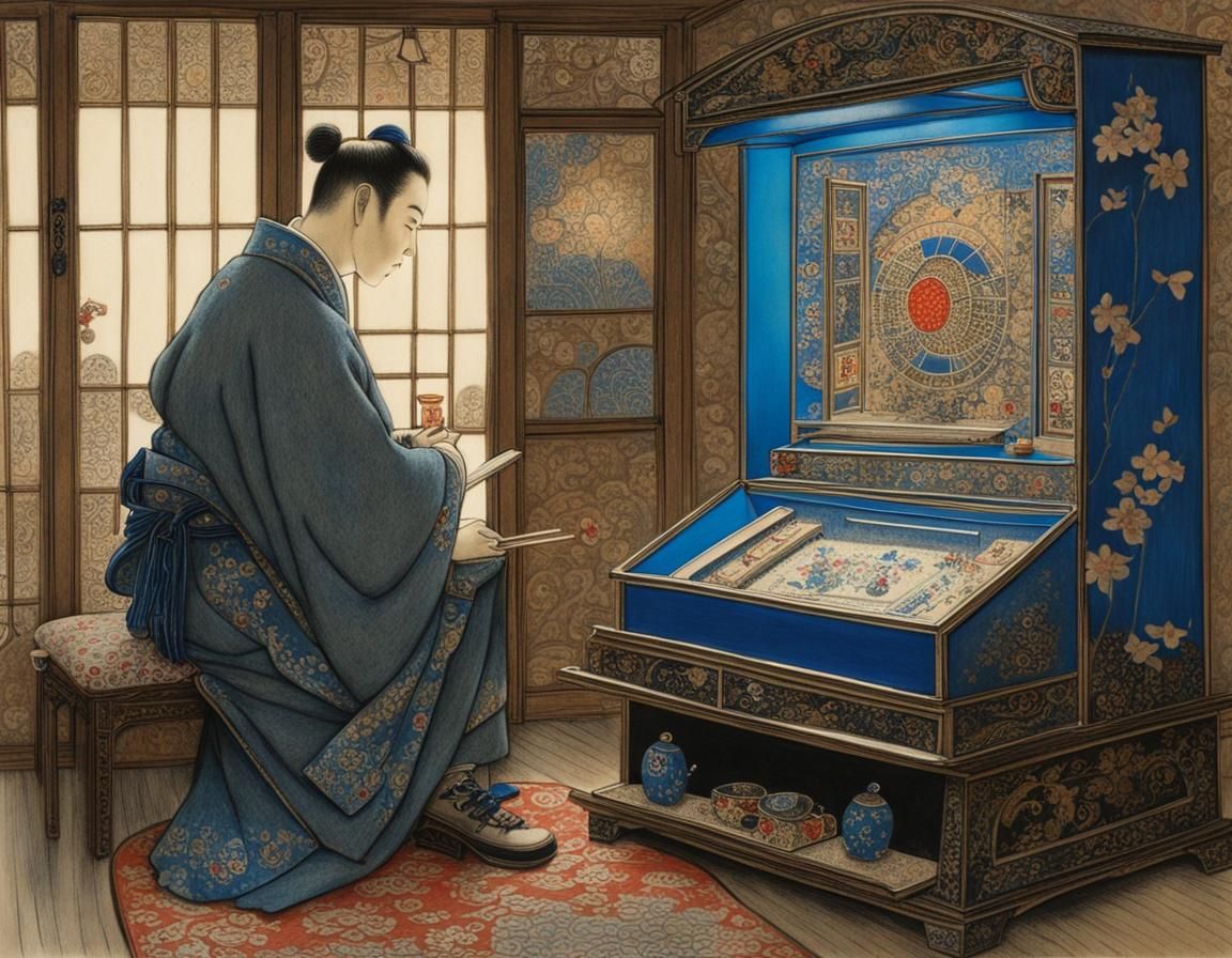 Japanese man playing pachinko