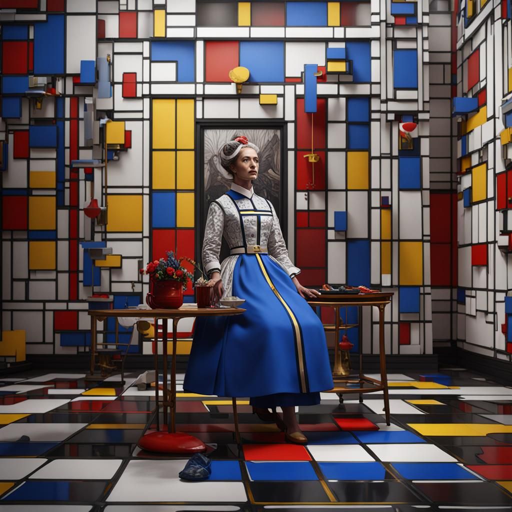 Piet Mondrian and savador Dolly painting. - AI Generated Artwork ...