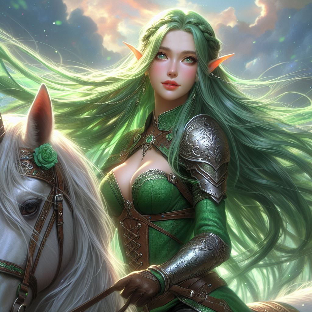 Green Elf on Horse