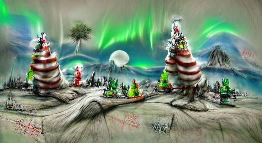 ("Cartoon Christmas tree" "cartoon Santa-clause" North pole ...