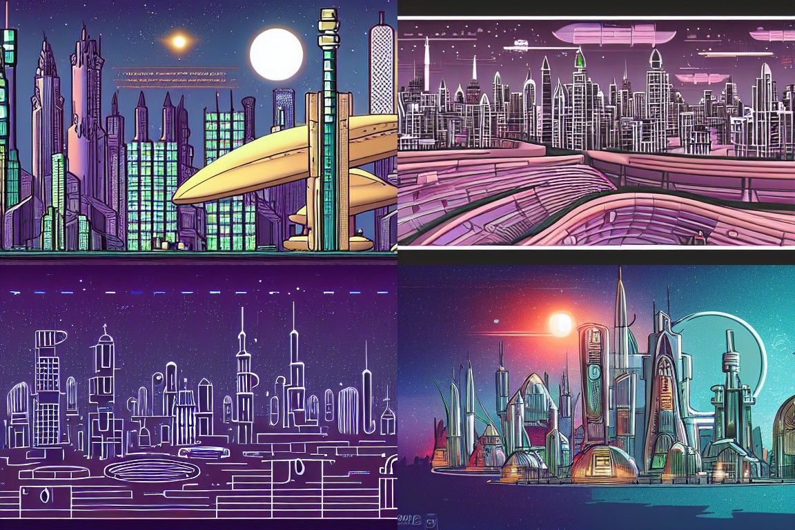 Sci-fi city in the style of Arabesque