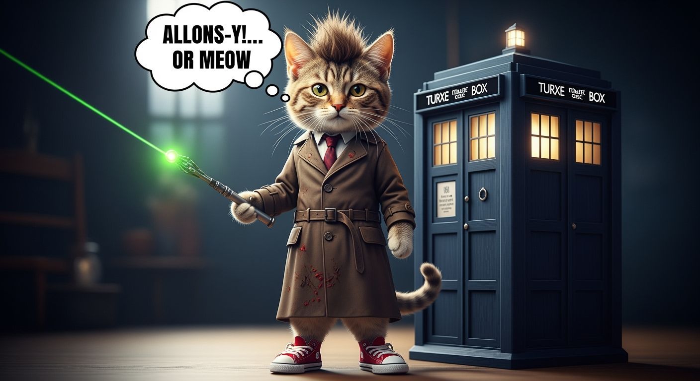 Cat as Doctor Who in Hyper-Realistic Detail