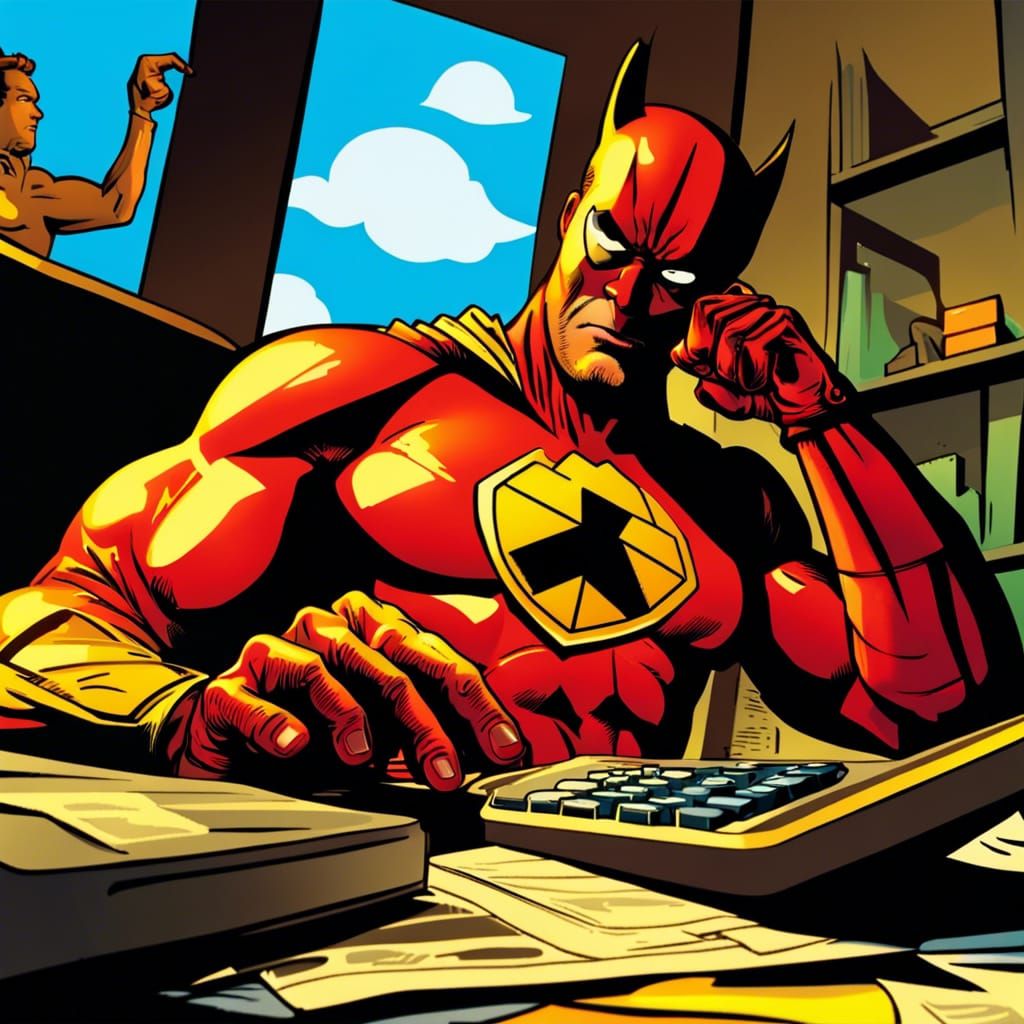 Superhero for cost optimazation make taxes on his office des...