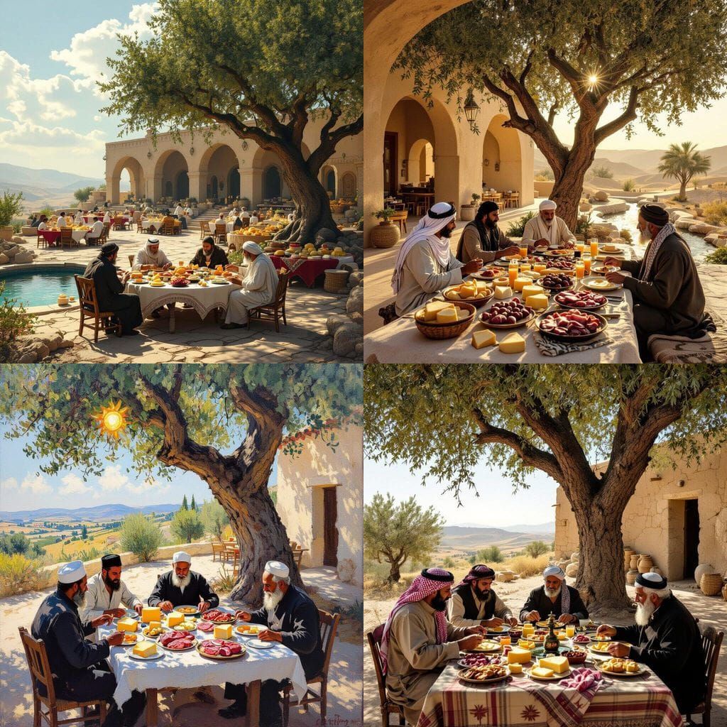 Abraham Hosting Guests Under a Tree