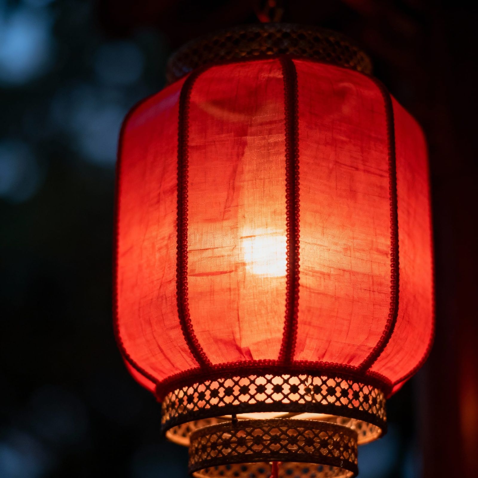 Close-Up Chinese Lantern at Night