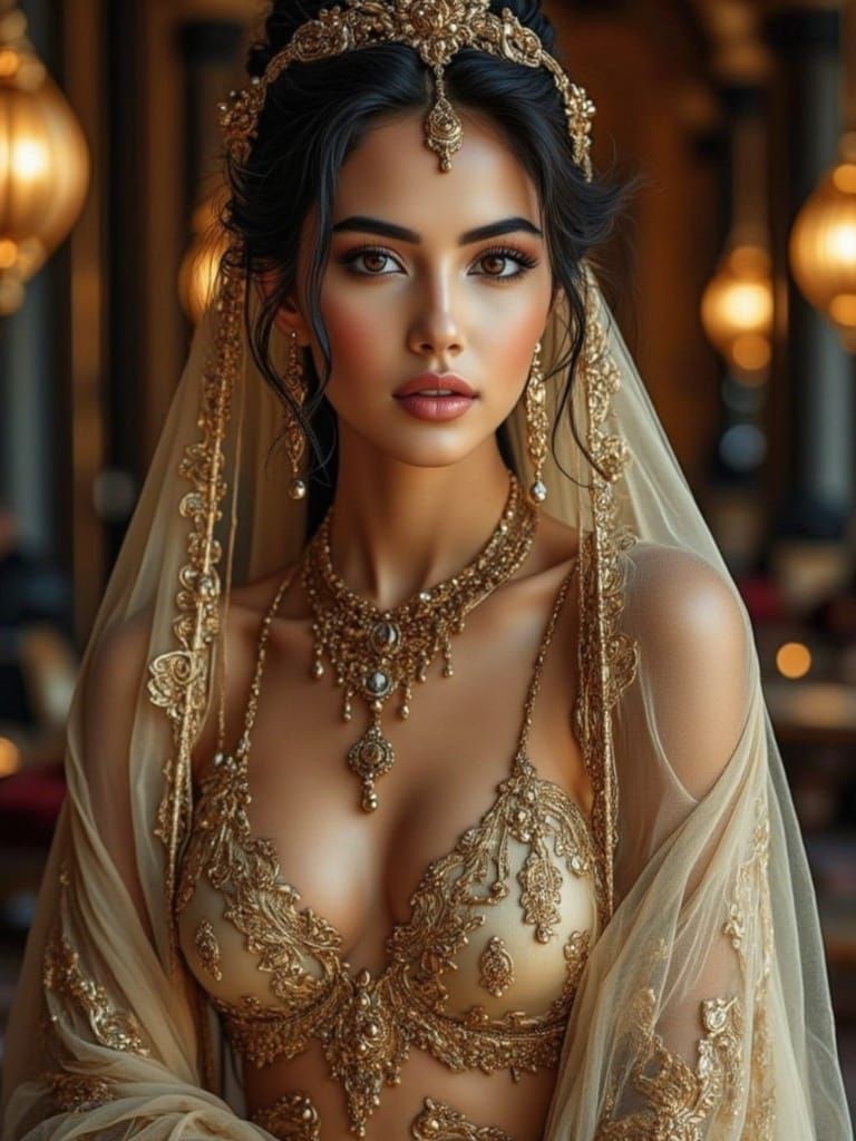 <lora:Eva:1.0> A 19th-century oil painting style depicting an oriental beautiful princess woman in revealing ...  by @nnpn