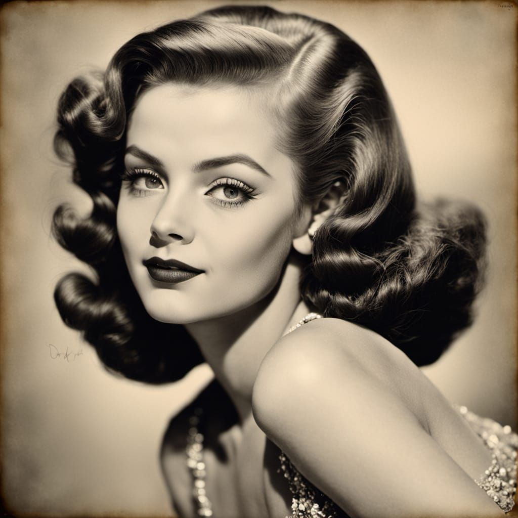 Vintage Glamour Starlet in Exotic Cinema Setting