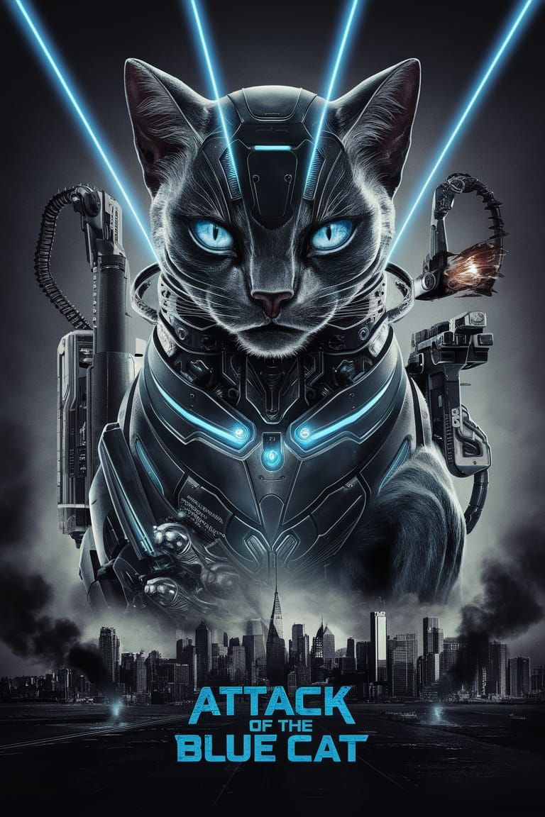 ATTACK OF THE BLUE CAT movie poster  by @Vic Williams