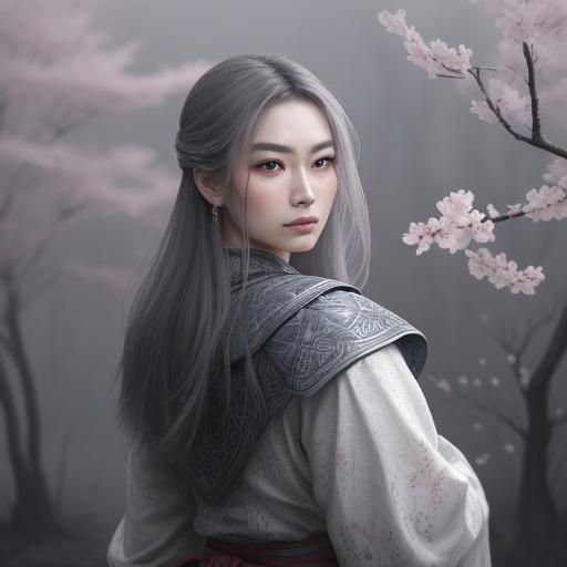 Ethereal Ink Wash Painting of an Eastern Warrior