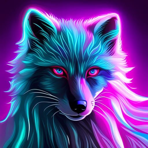 Synth wave cyan Arctic fox - AI Generated Artwork - NightCafe Creator