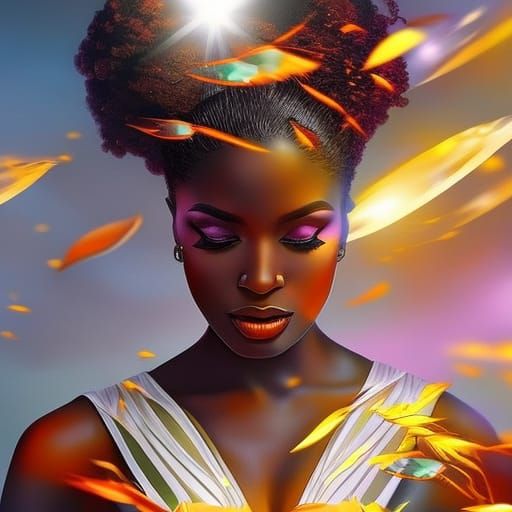 black woman fantasy nature hyper detail - AI Generated Artwork ...