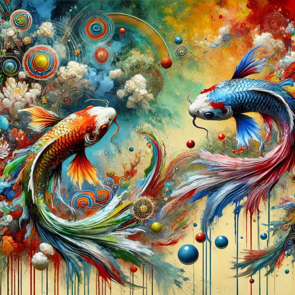 Sureal Koi fishes