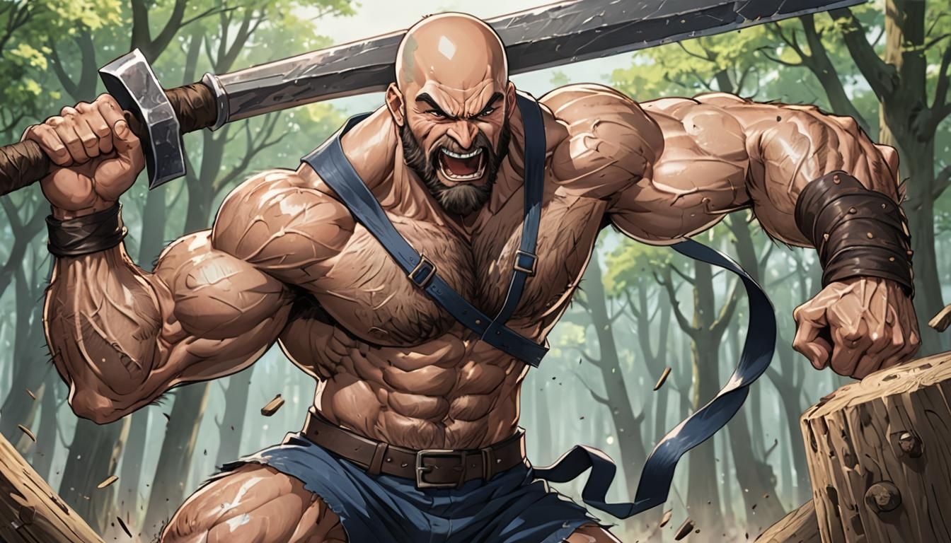 Hairy and brutal guy swinging an axe, hairy chest, hairy arms, hairy  forearms, balded guy, balded, hairy legs, muscular - AI Generated Artwork -  NightCafe Creator