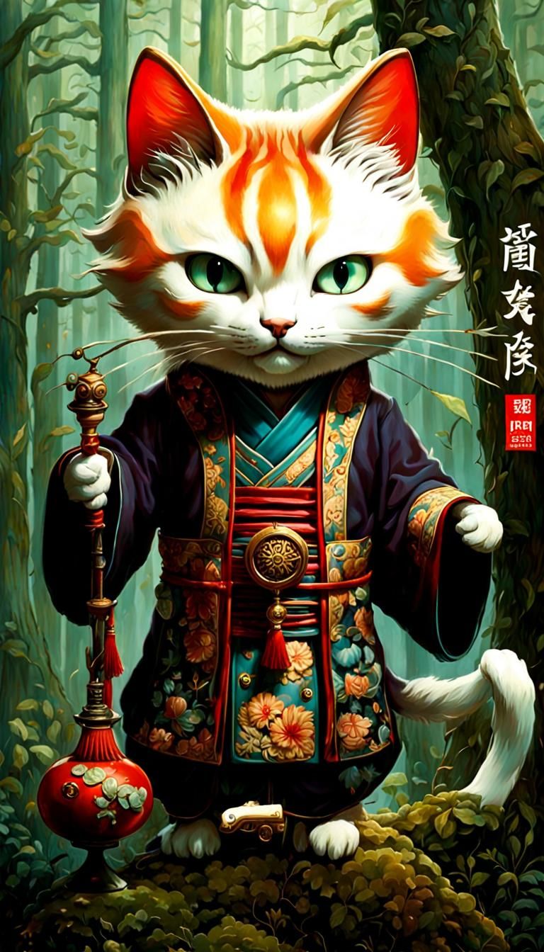 Bakeneko: A supernatural cat that has gained magical powers, such as shape-shifting into a human form. ...  by @Jennifer