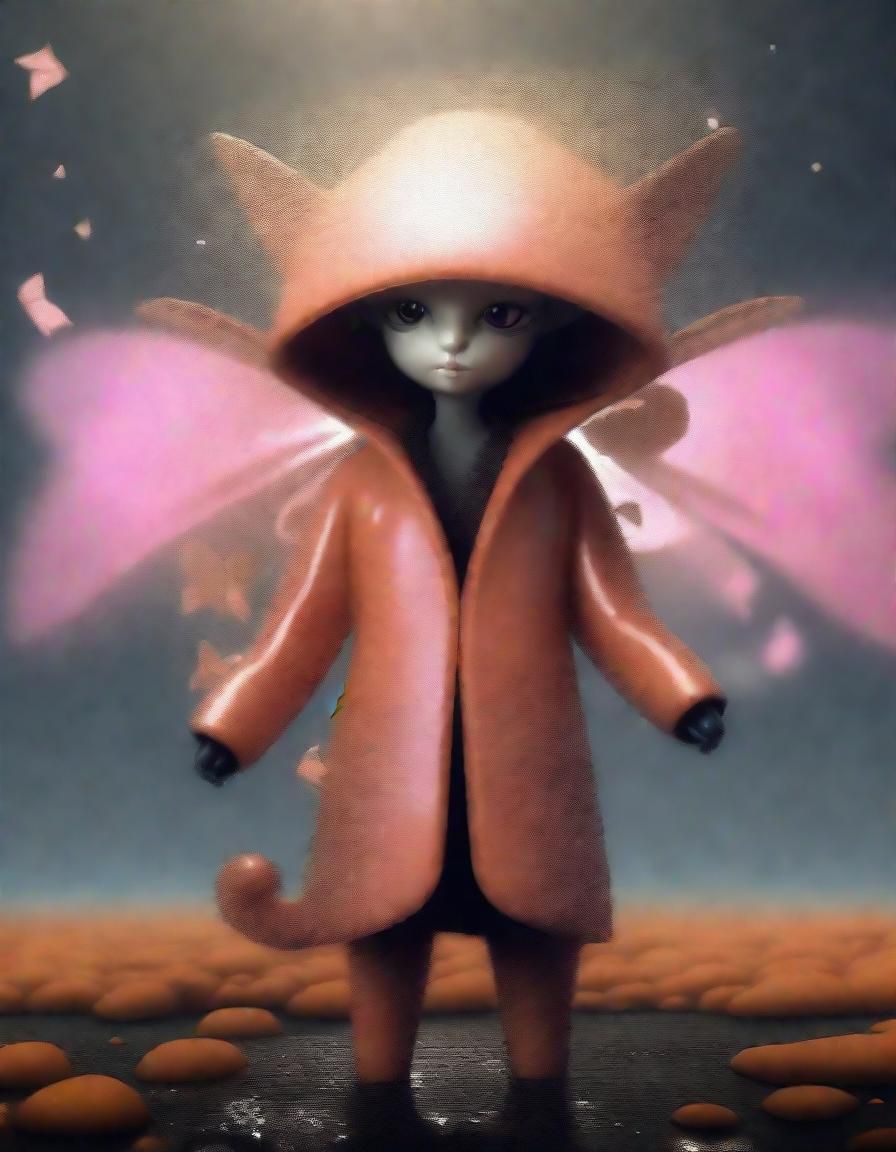 Cute fairy in raincoat.