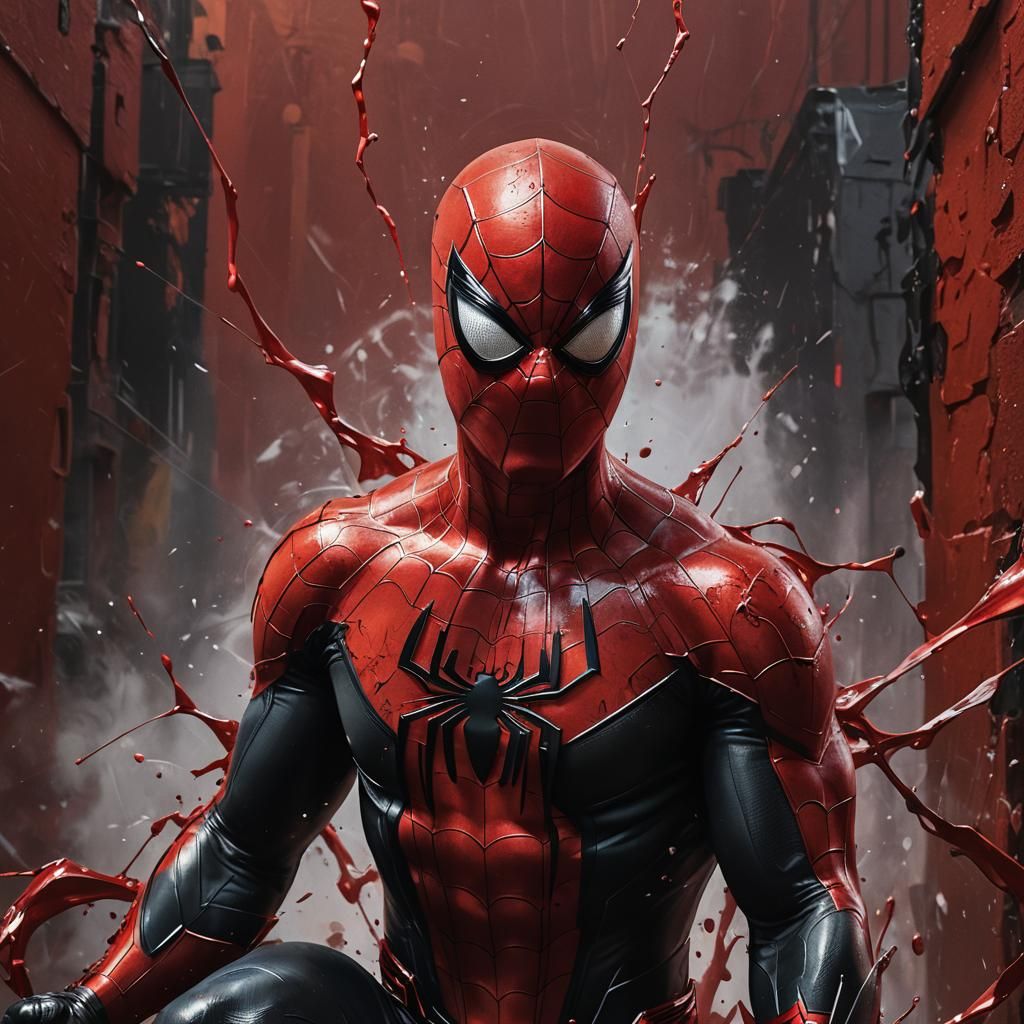 Spiderman in stunning red and black