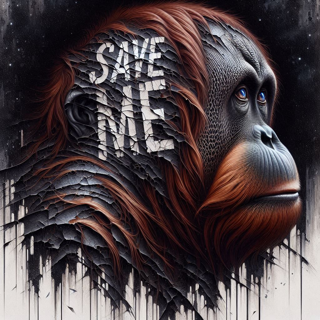 Dark Gothic Photorealistic Orangutan